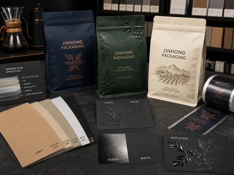 coffee bag materials printing and finishing options