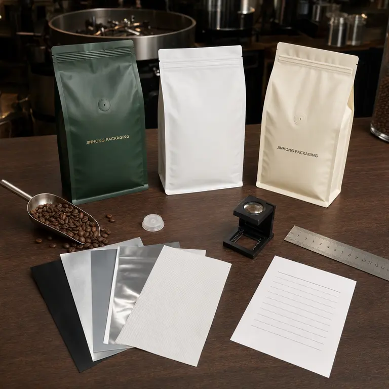 Coffee packaging bag samples and seal testing