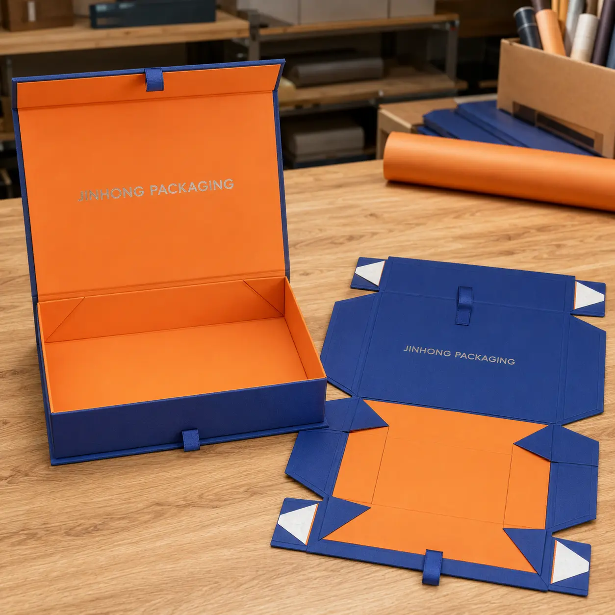 collapsible magnetic gift boxes supplied flat