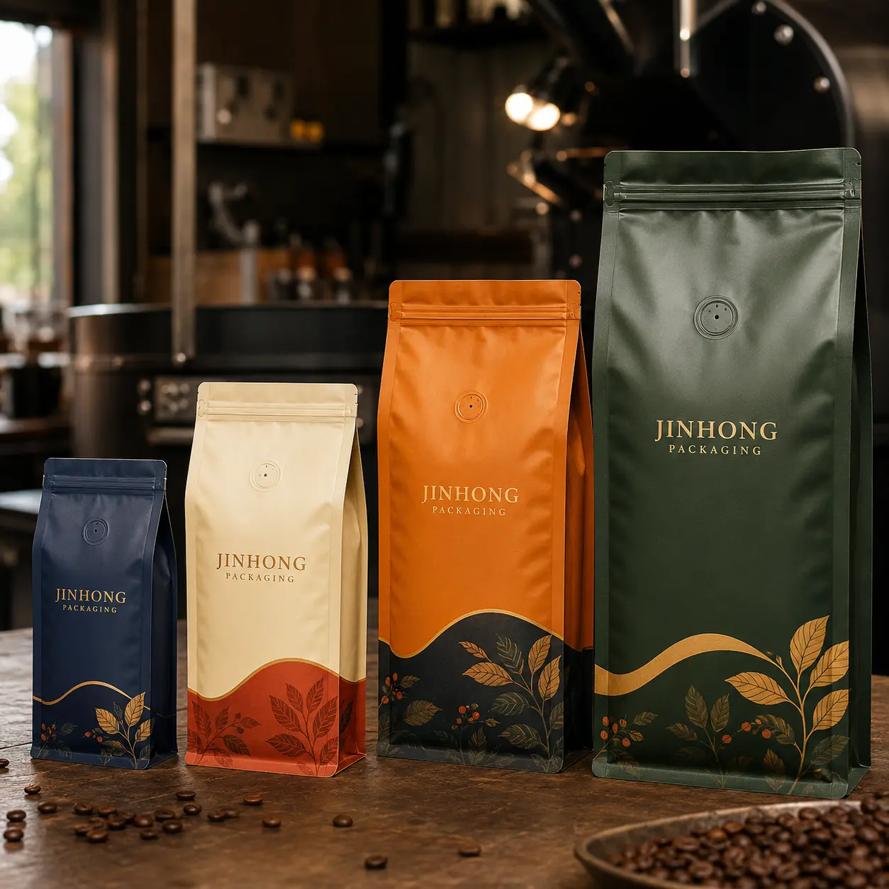 custom size flat bottom coffee bags