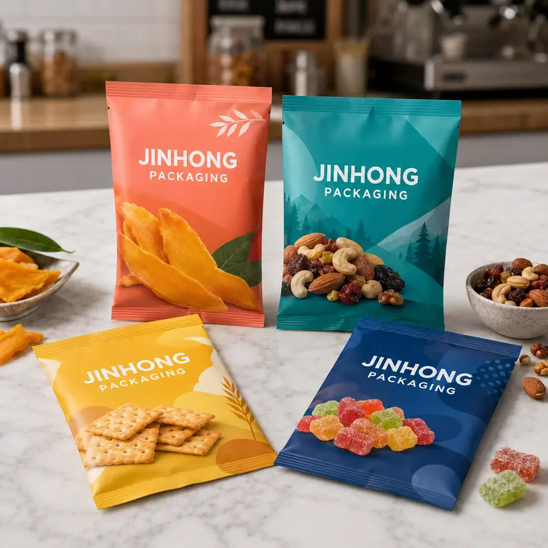 custom flat pouches for single-serving snacks
