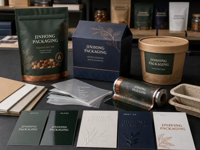 custom food packaging materials printing and surface finishes