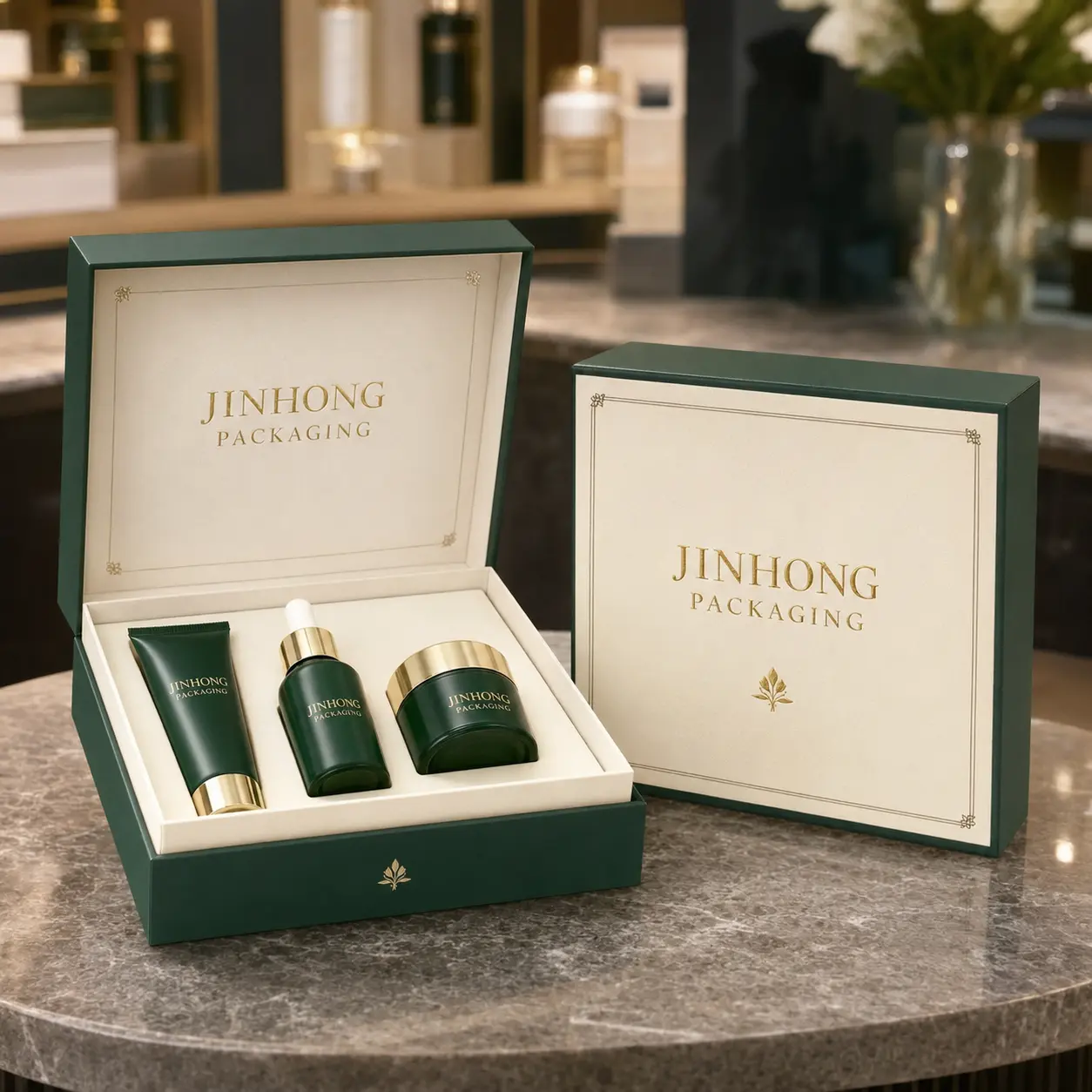 lid and base custom rigid boxes for luxury skincare packaging