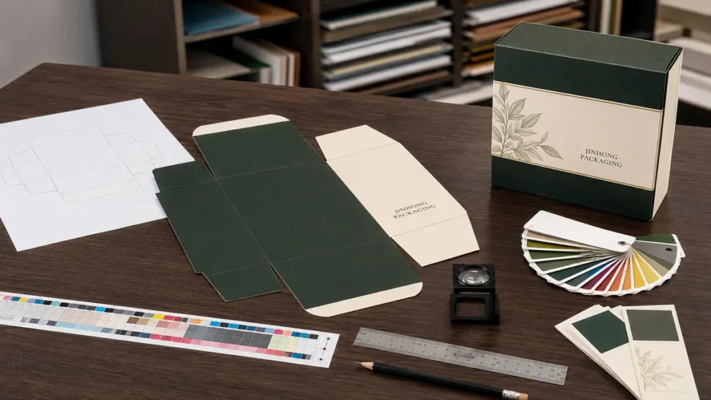 Packaging box printing artwork and color proof review