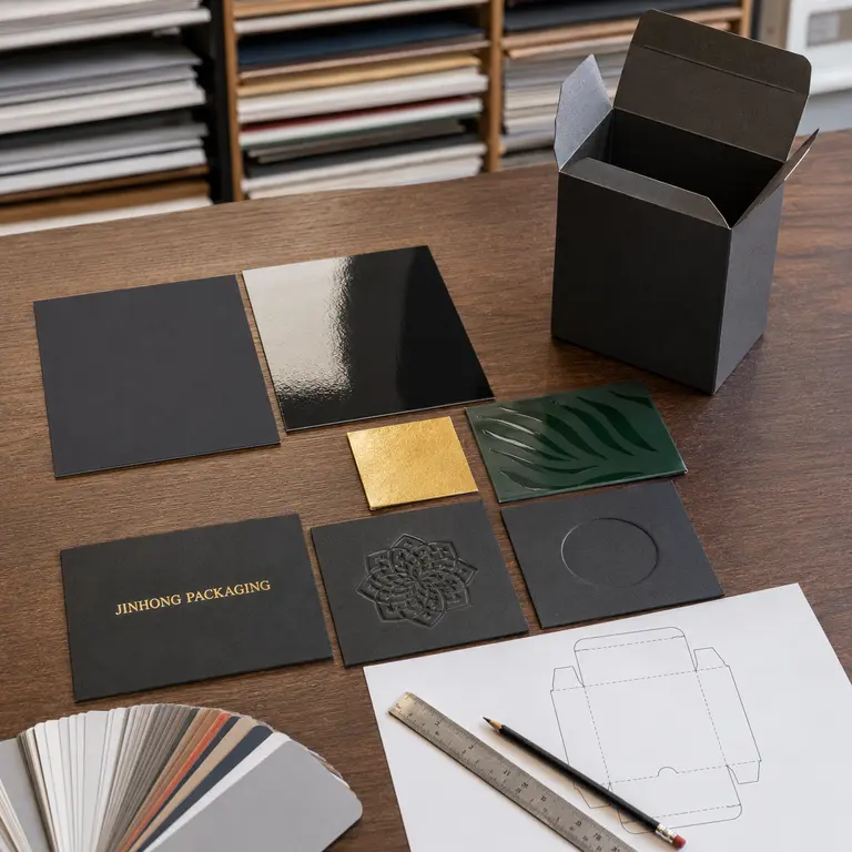 Packaging finish samples for custom box review
