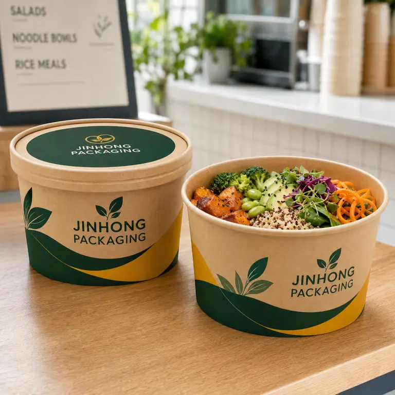 custom printed paper food bowls with lids