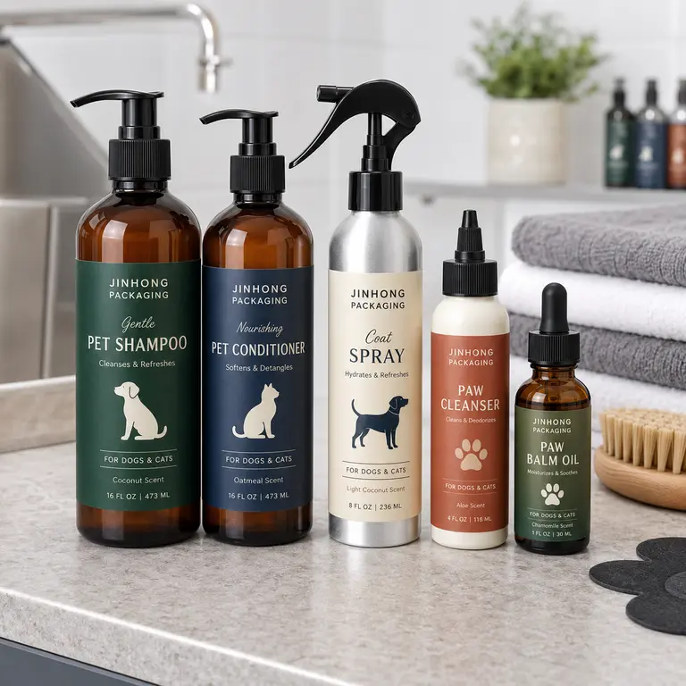 custom pet care bottles for grooming products