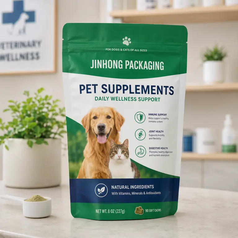 custom stand-up pouch for pet supplements