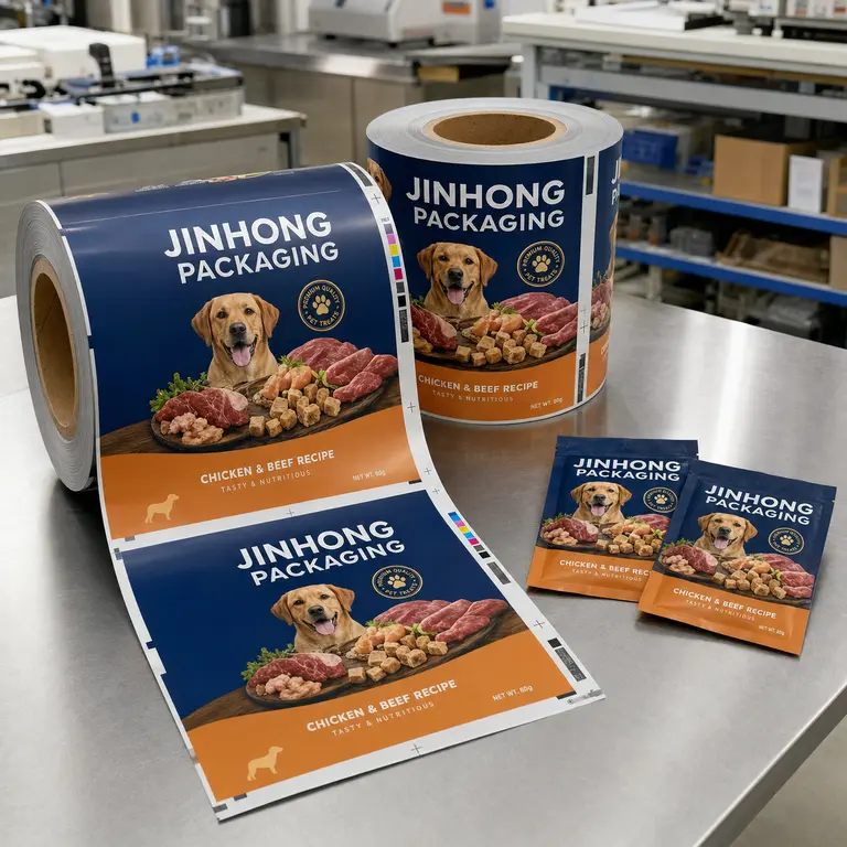 printed rollstock film for pet treat packaging