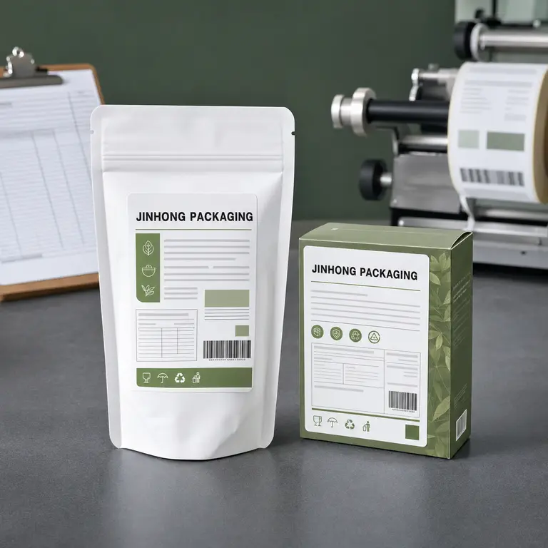 product information labels for pouches and cartons