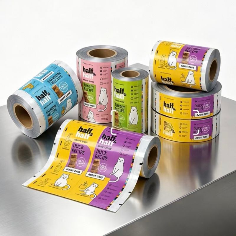 printed rollstock film for pet food packaging