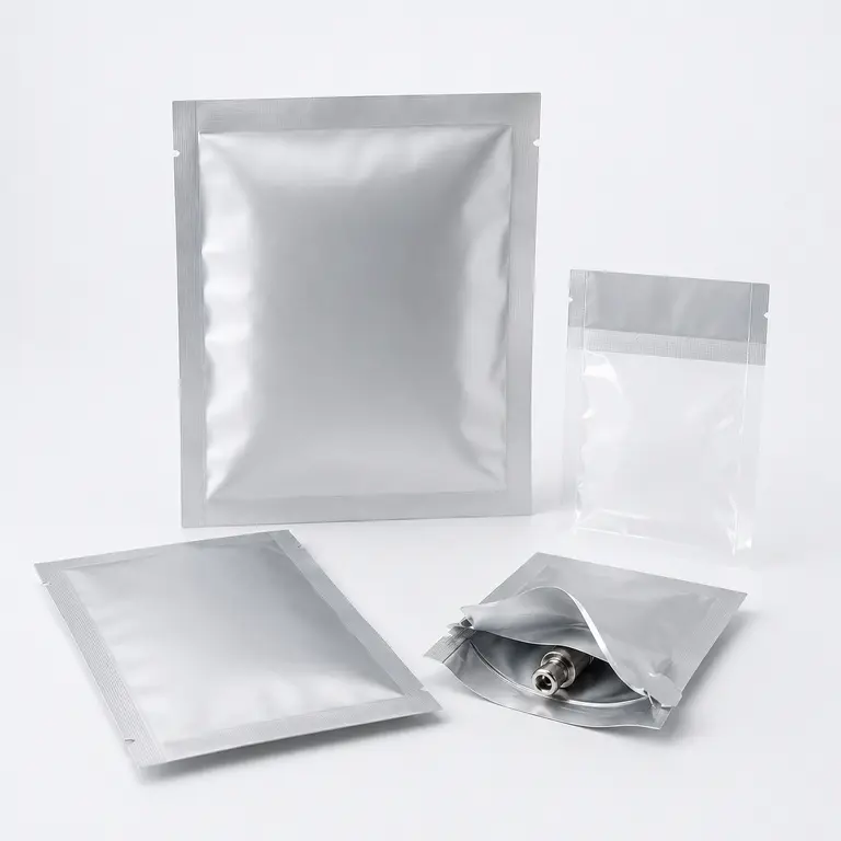 High-barrier aluminum foil packaging pouches for medical devices