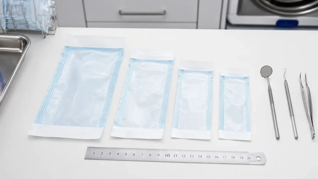 sterilization pouch sizes for medical and dental instruments