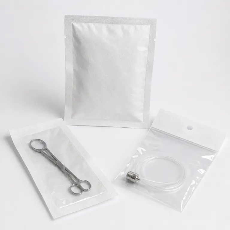 Tyvek medical packaging pouches and header bags for medical devices