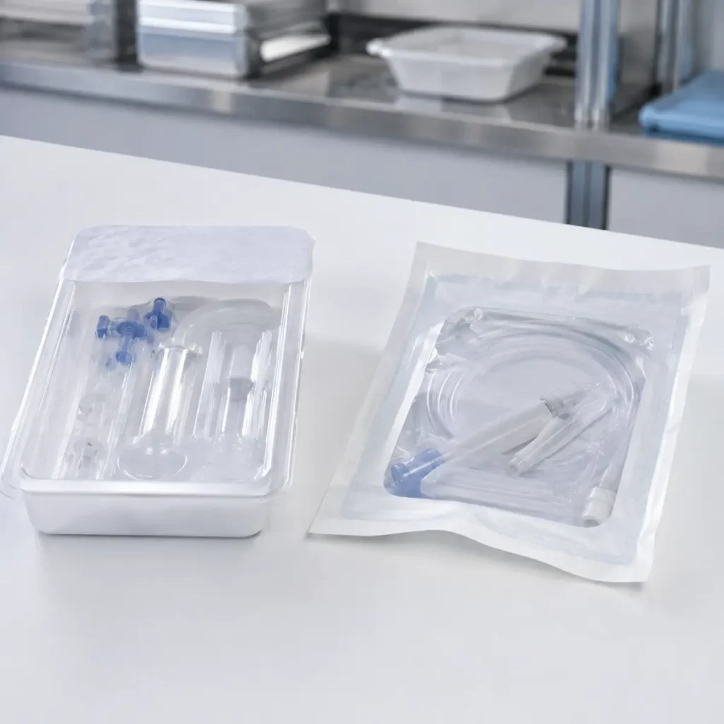Couvercle de plateau en Tyvek et pochette en papier médical