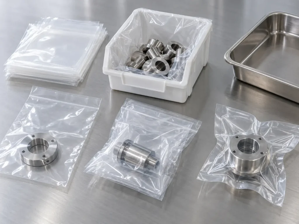 Cleanroom packaging bags liners and double-bagging options