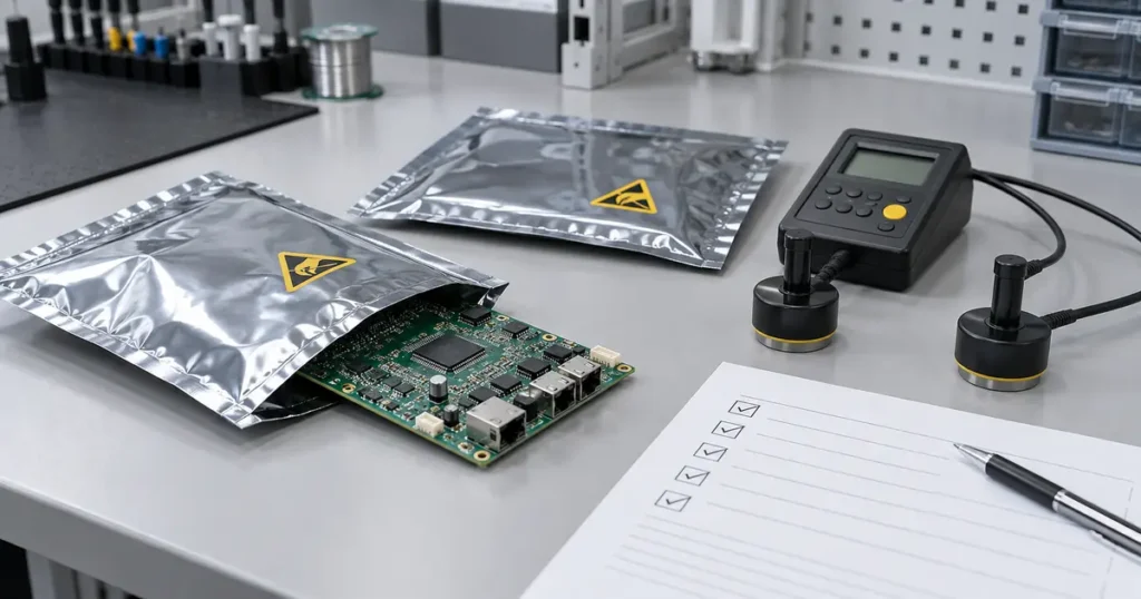 ESD packaging standards review with shielding bags electronic components and compliance documents