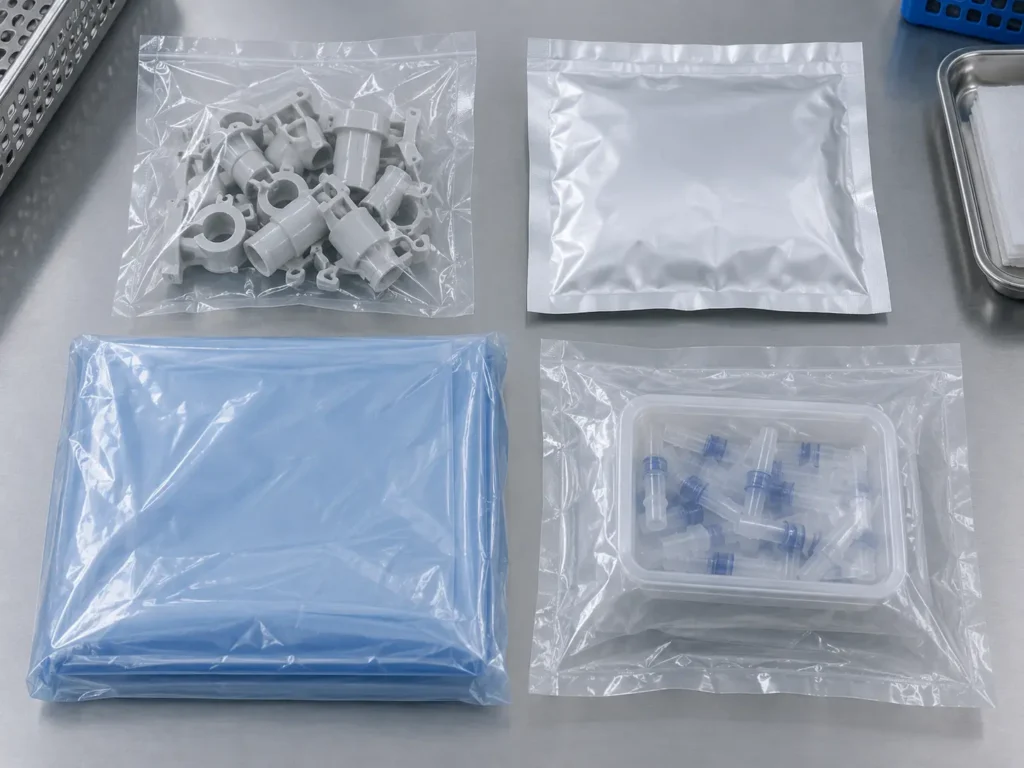 Medical clean non-sterile packaging bags liners and double-bagging options