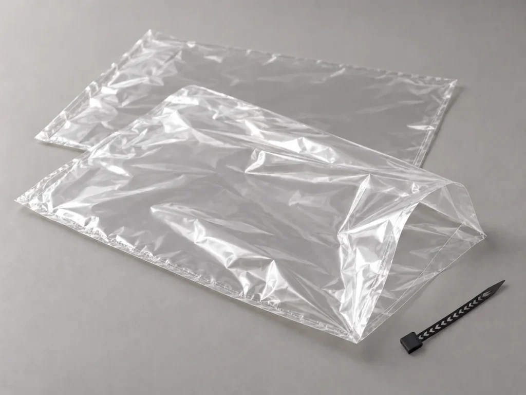 Transparent PA nylon oven bags with a black closure tie