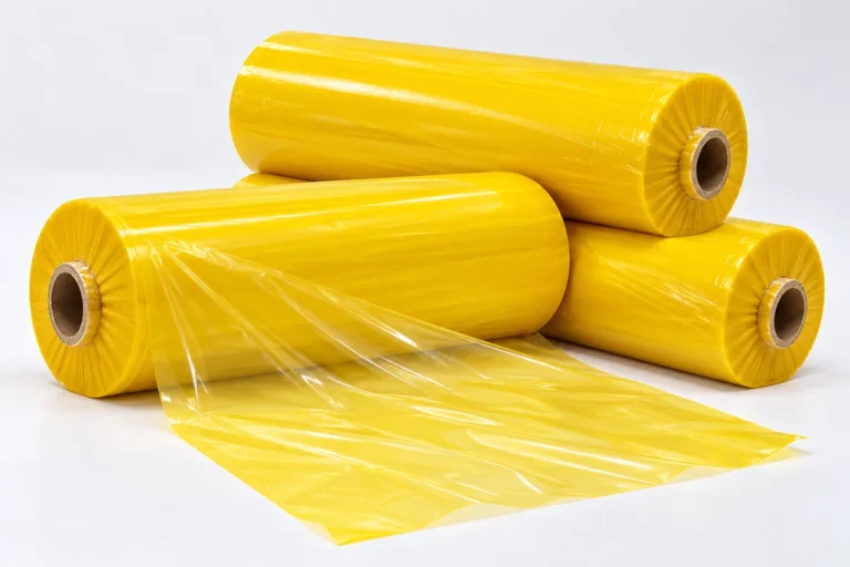 Yellow VCI anti-rust film rolls with partially unrolled film