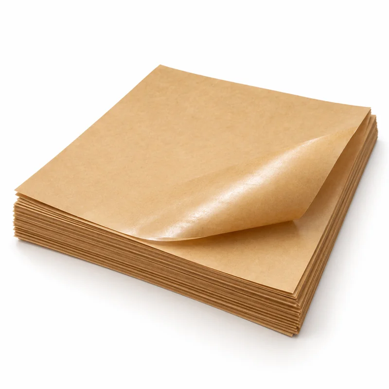 PE-coated VCI paper sheets with a folded corner showing the coated surface