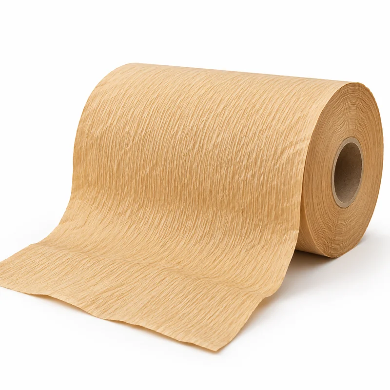 Creped VCI paper roll showing its textured surface