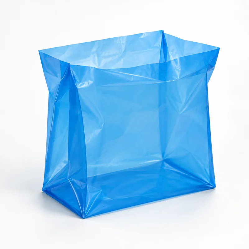 Blue gusseted VCI bag with expanded sides